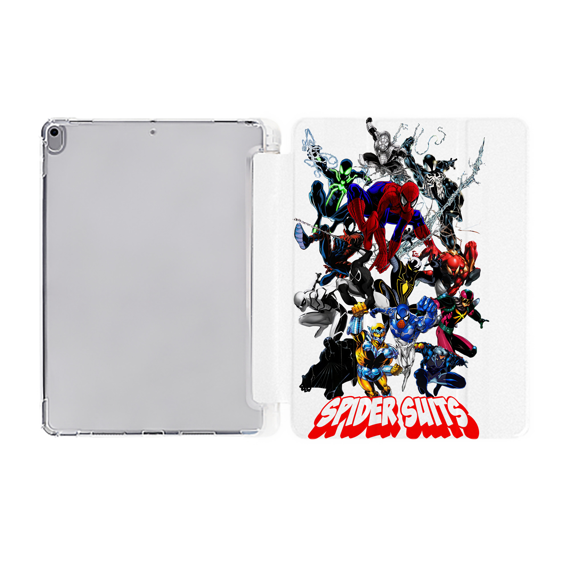 Spider Man スパイダーマン IPad ケース ペン収納付き 三つ折りスタンド PUレザー×シリコン 対応機種9.5/10.5/10.9インチ